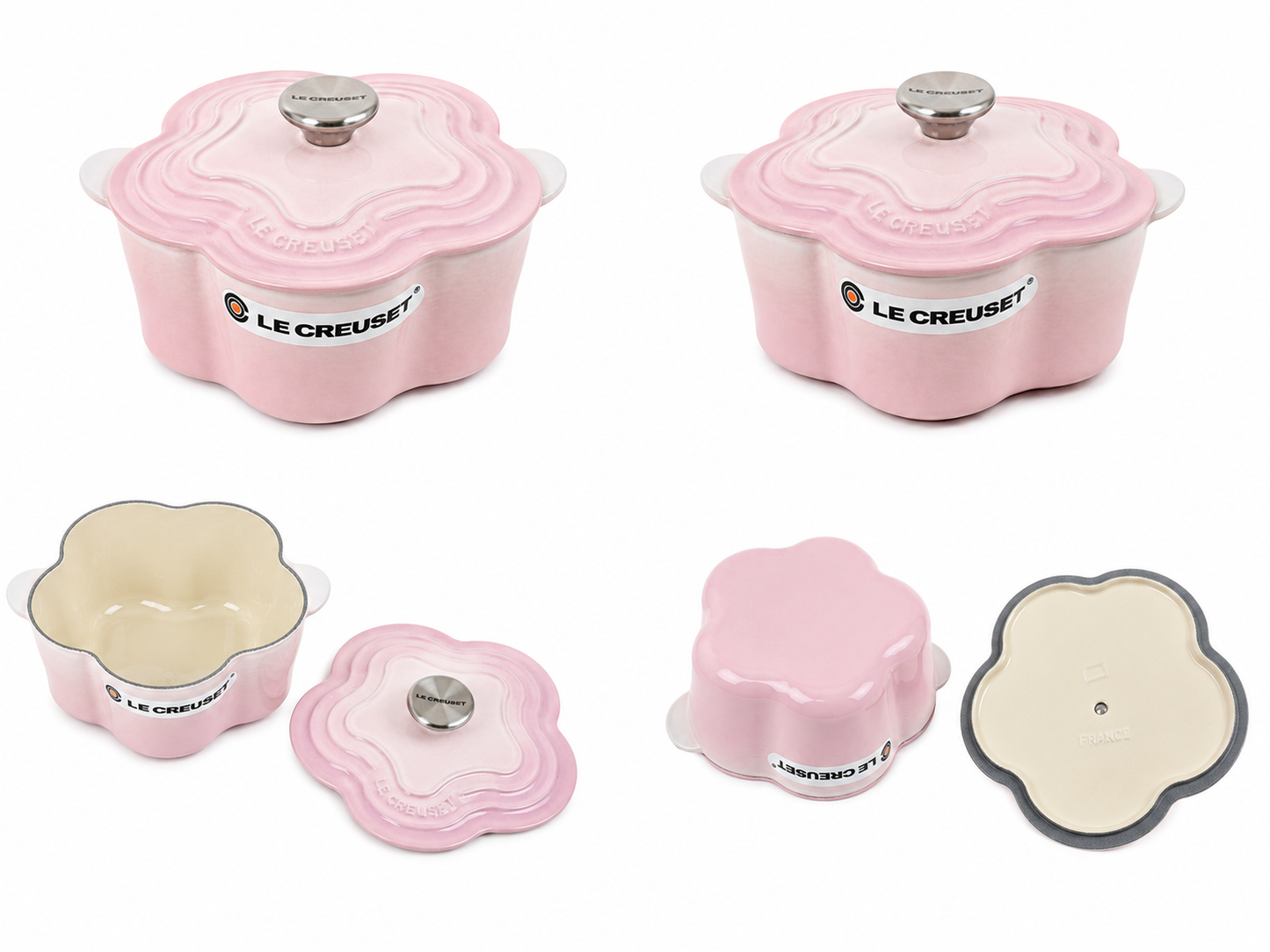 Le Creuset bloemvormige braadpan 20 cm – Shell Pink